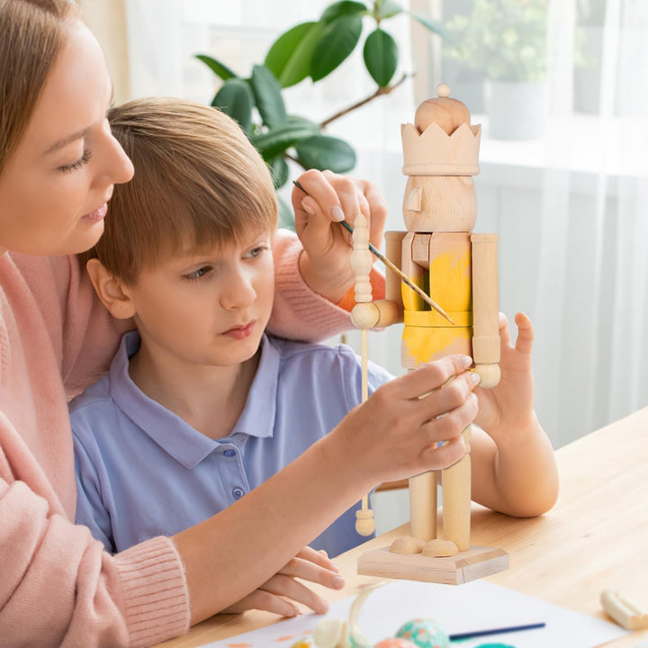 Homoyoyo Unbemalter Nussknacker aus Holz 38cm Selbstgemacht Holzfigur zum Bemalen Stabile Weihnachts