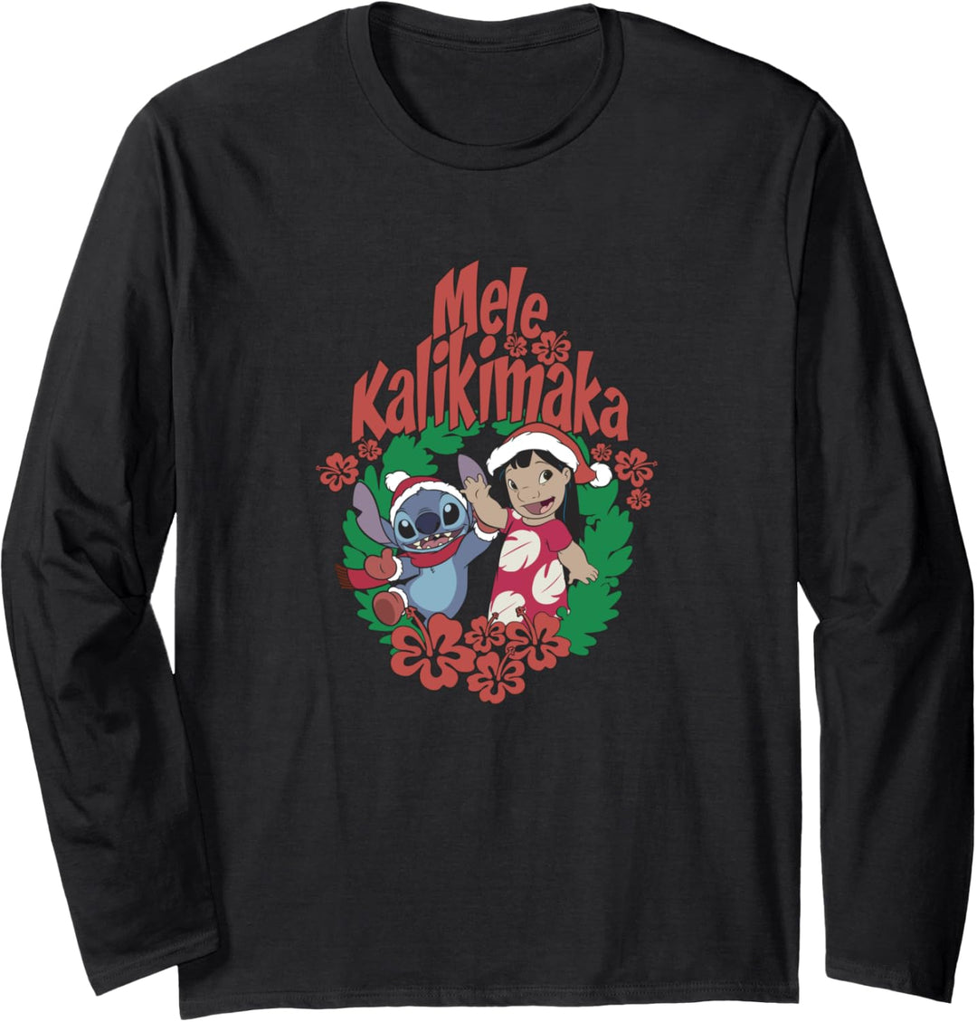 Disney Lilo & Stitch Weihnachten Wreath Mele Kalikimaka Langarmshirt