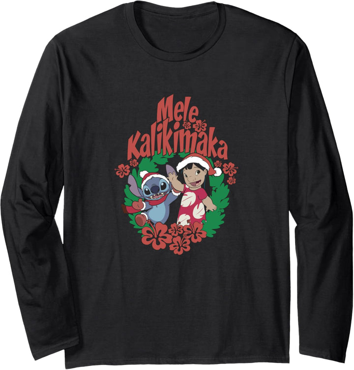 Disney Lilo & Stitch Weihnachten Wreath Mele Kalikimaka Langarmshirt