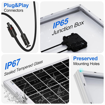 ECO-WORTHY 120 Watt Solarmodul mit Monokristallines, Hocheffizientes Aluminiumrahmen Solarpanel, Sol