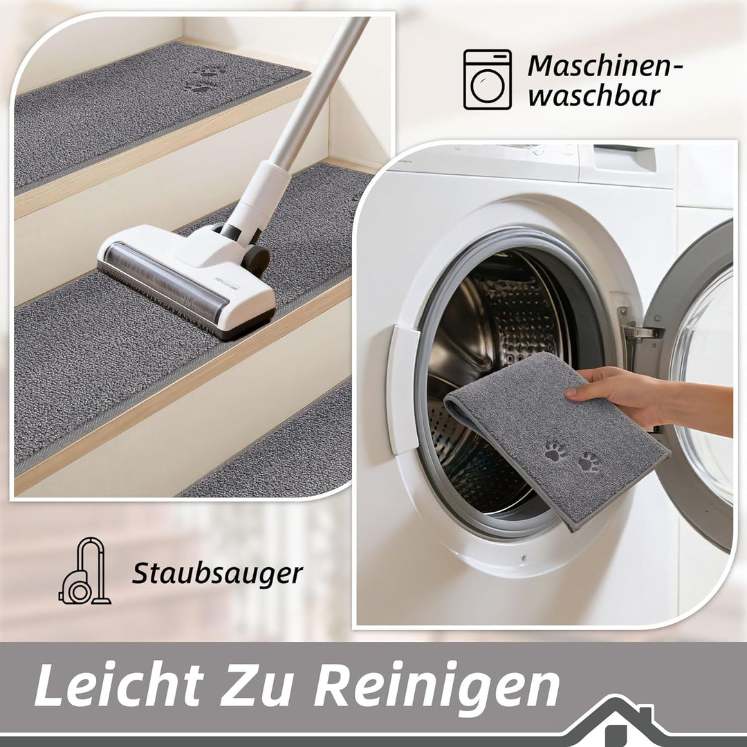 BEQHAUSE Stufenmatten rutschfest 15 Stück,Treppenmatten Einfassung Selbstklebend Sicherheit Stufente