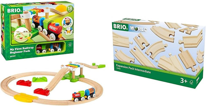 BRIO World 33727 Mein erstes Bahn Spiel Set - Zug mit Waggon, Schienen & Hängebrücke für Kleinkinder