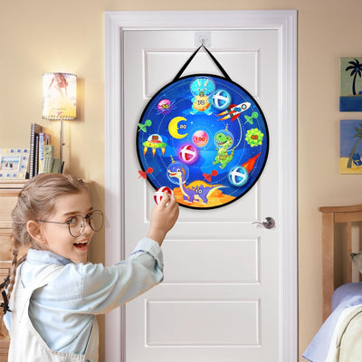 Oneyus Dartscheibe Kinder 73cm, Kinder Spielzeug Doppelseitige Dartscheibe mit 2 Blaster 20 Schaumge