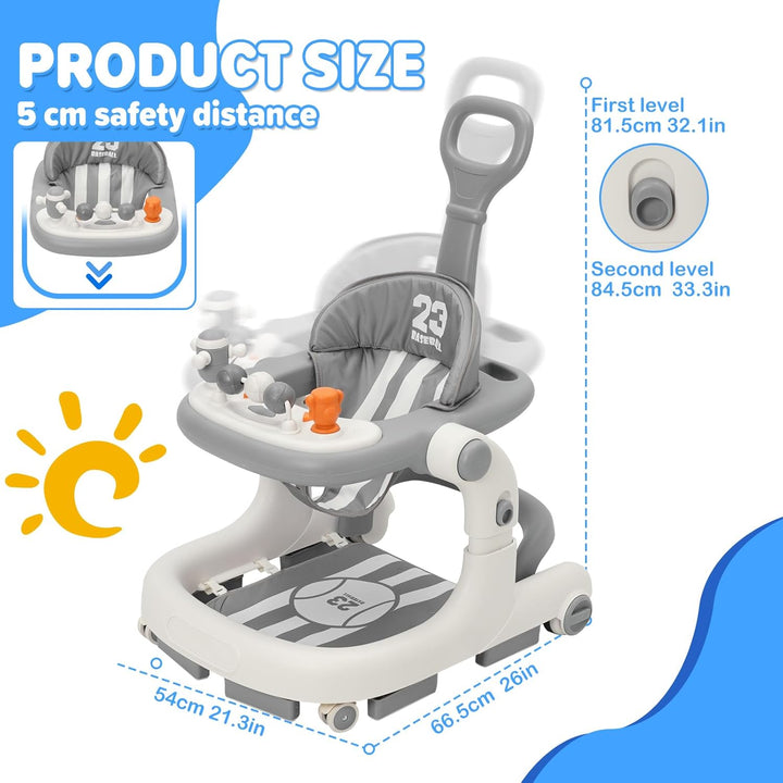 Siairo 3 in 1 Lauflernhilfe Baby Lauflernhilfe mit einstellbarer Höhe & Geschwindigkeit Rollen, Lich