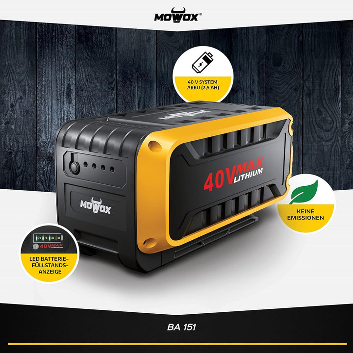 Mowox® BA 151 Lithium Batterie 40V - 2,5Ah - Ersatzakku kompatibel mit allen Mowox® 40 V-Geräten