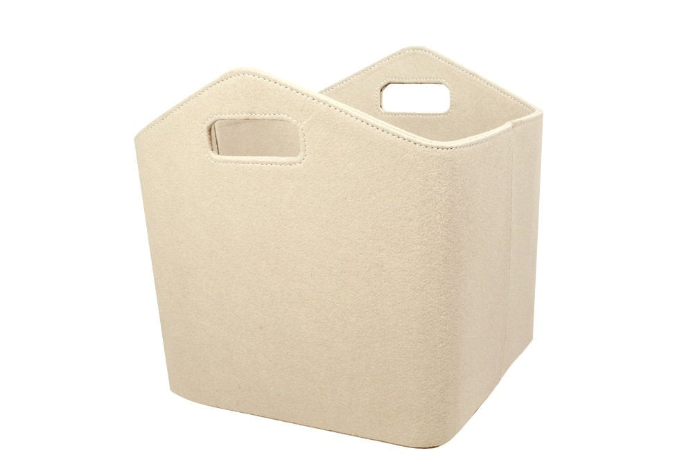 Filzkorb Kaminzubehör Holzkorb in verschiedenen Farben Höhe 37 cm (Beige), Beige