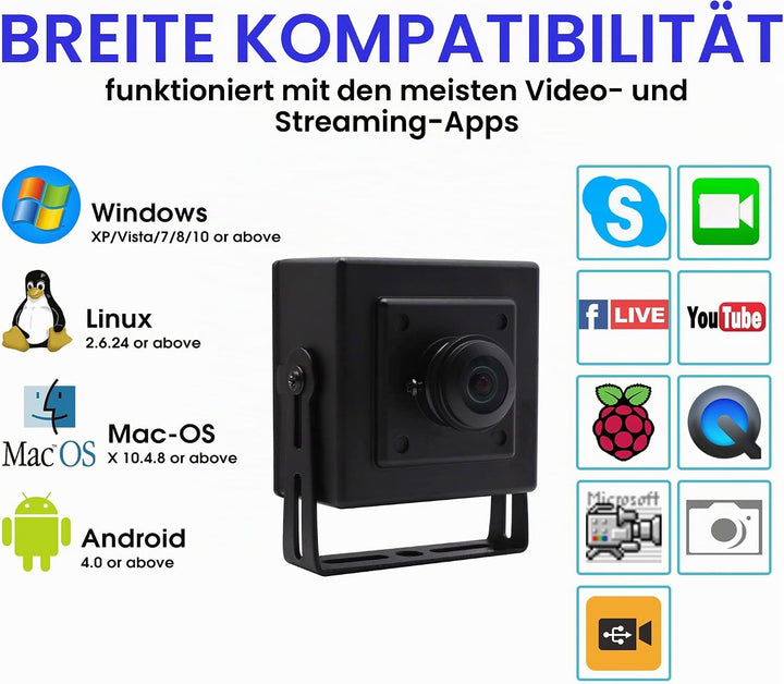 ELP 180 Grad Fisheye Objektiv Weitwinkel 1080P Mini Box Webcam USBFHD01M-BL180 USB Videokamera mit F