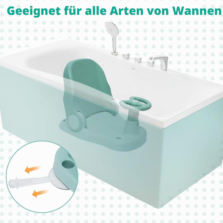 Badesitz für Kinder von 6-24 Monaten, Duschstuhl für Kinder mit verstellbarer Rückenlehne und 4 Saug