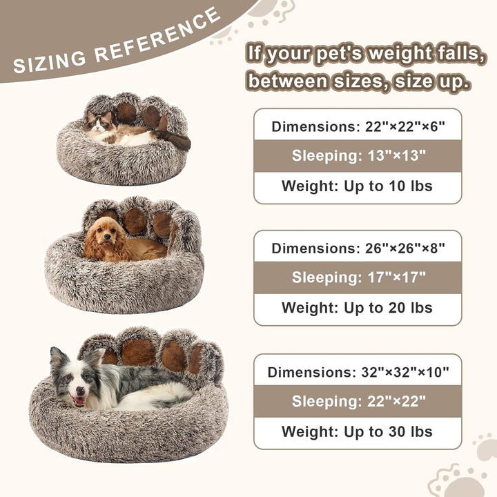 Jiupety Pet Round Hundebett von Pfote Form,Beruhigendes Donut-Hundebettn für mittlere und kleine Hun