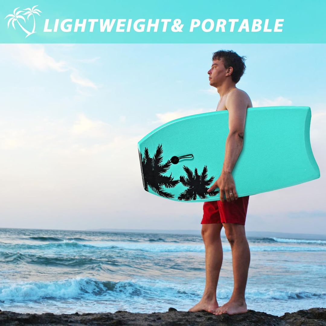 HOMASIS Bodyboard Schwimmbrett mit Zugseil 90 cm, Surfbrett für Kinder und Erwachsene, Surfbrett mit