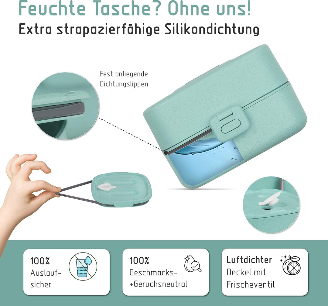 BJORKI® Bento Box für Kinder inkl. Bonus Namensticker - Auslaufsichere Lunchbox mit Fächern - Nachha