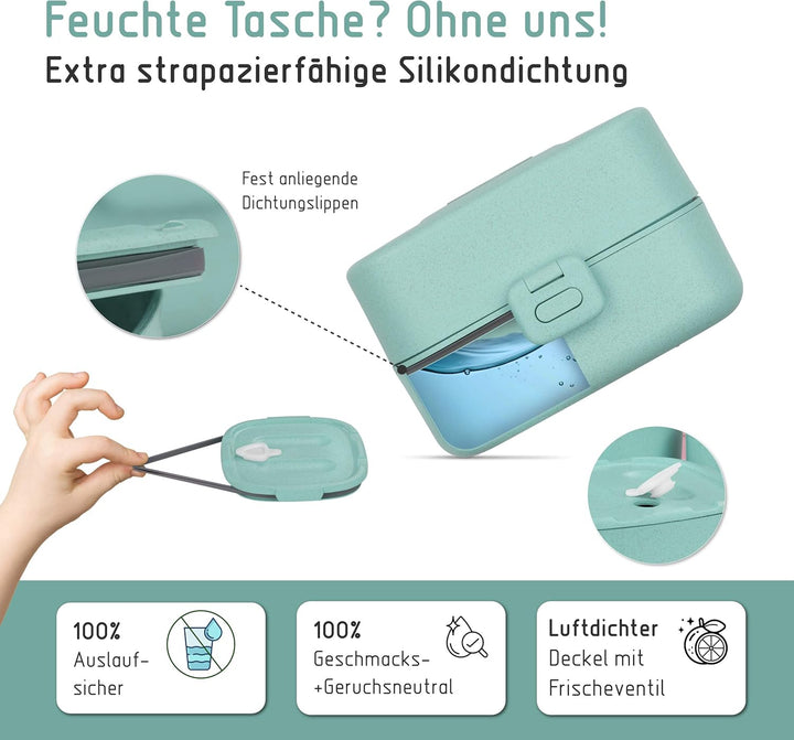 BJORKI® Bento Box für Kinder inkl. Bonus Namensticker - Auslaufsichere Lunchbox mit Fächern - Nachha