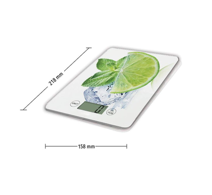 LTTLE BALANCE 8544 Slim Citron USB-R, Küchenwaage ohne Akku, USB wiederaufladbar, reparierbar, 5 kg,