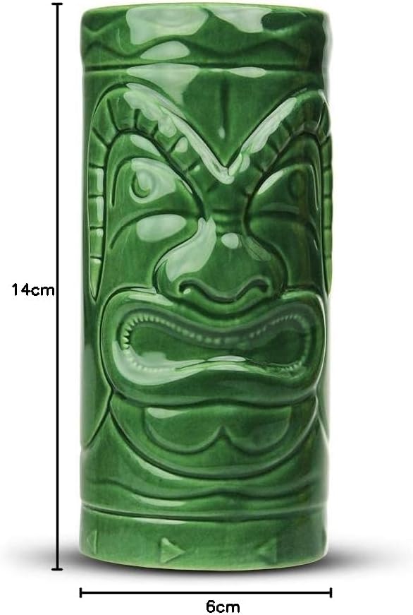 Monsterzeug Tiki Becher Set: Bunte Tiki Gläser aus Keramik, Hawaii Cocktailgläser für Tiki Bar, Cock