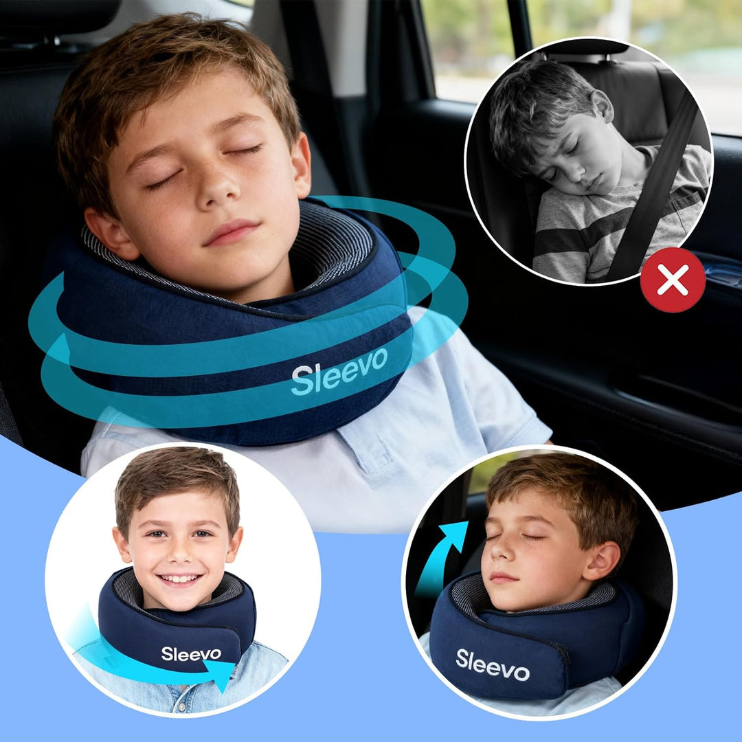 Nackenkissen Flugzeug Kinder mit Kapuze & Memory Foam – Nackenhörnchen & Kopfstütze für Auto & Flugz