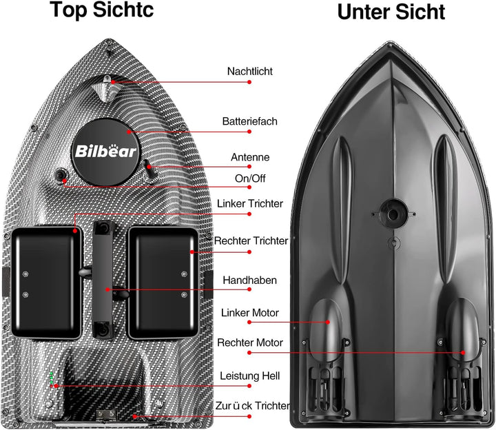 GPS Köderboot Futterboot mit GPS Angeln Köder Boot,Angelköderboot mit Echolot und GPS,Karpfenfischen