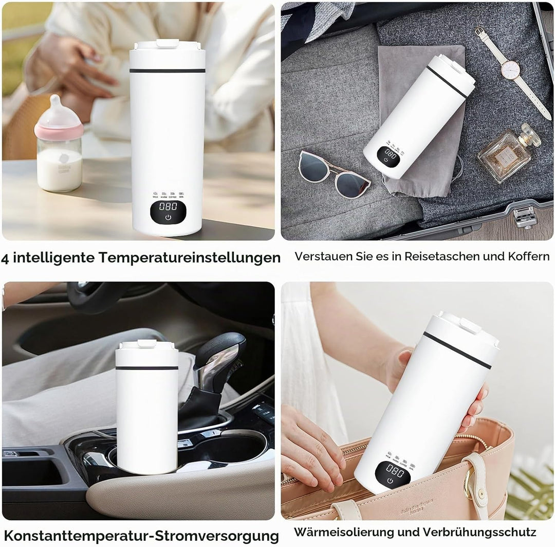 Reisewasserkocher Klein 450ml, Reise Wasserkocher Klein mit 4 Temperaturstufen, Mini Wasserkocher Tr