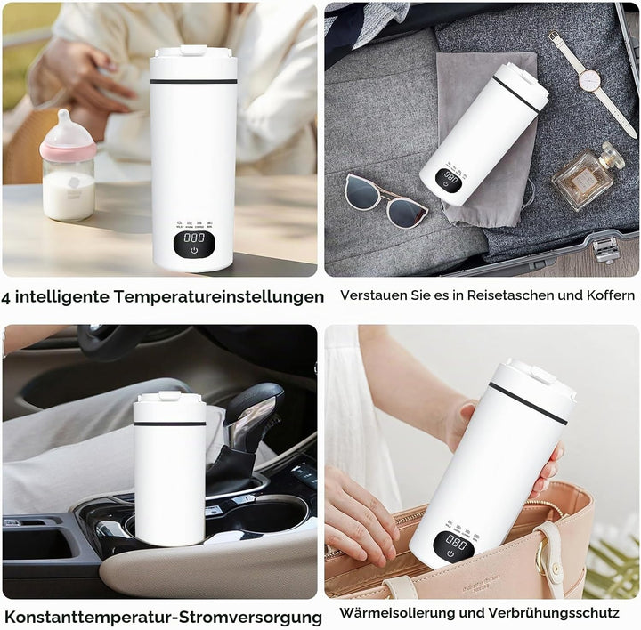 Reisewasserkocher Klein 450ml, Reise Wasserkocher Klein mit 4 Temperaturstufen, Mini Wasserkocher Tr
