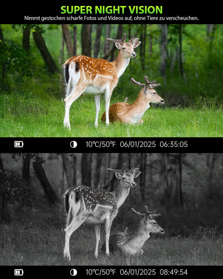 KJK Wildkamera WLAN 2.7K 64MP mit 64GB SD Karte, Wildtierkamera mit Nachtsicht, 0.05s Auslöser Beweg