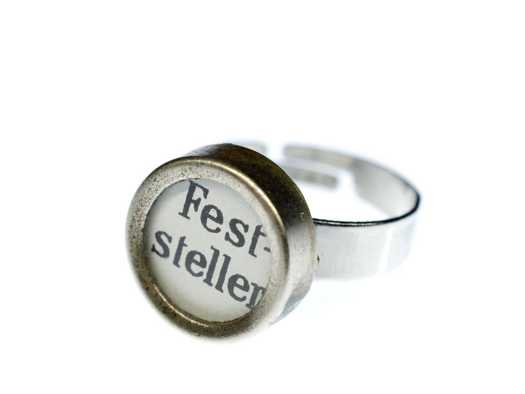 Miniblings Ring Feststeller Schreibmaschinentaste Vintage Upcycling weiss - Handmade Modeschmuck I F