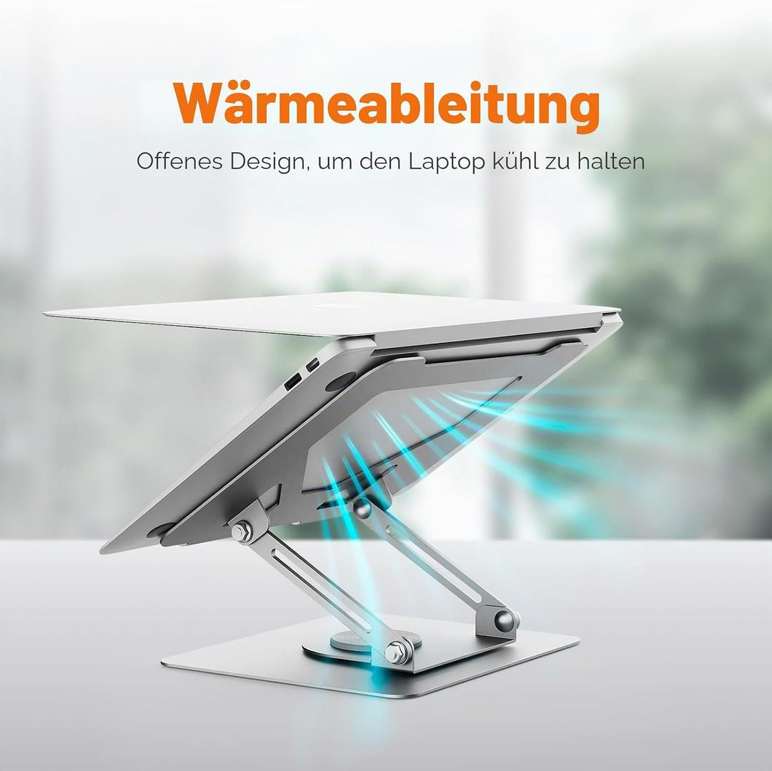 GRIFEMA Laptop Ständer Höhenverstellbar und Faltbar, 360° Drehbare Basis, Stabil, Belüftet und Ergon