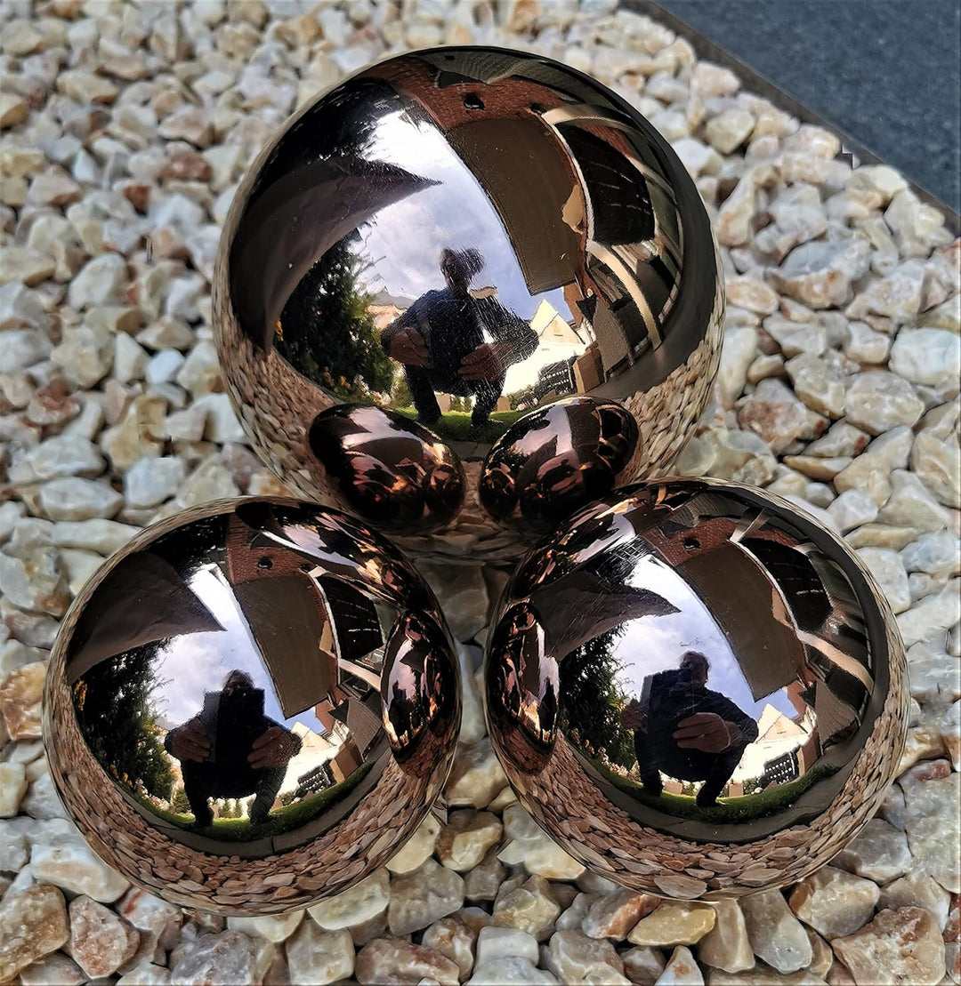 DKGRP 151010 Dekokugel Golden Rose poliert 3er Set 15-10-10 cm aus Edelstahl Kugel Dekorationskugel