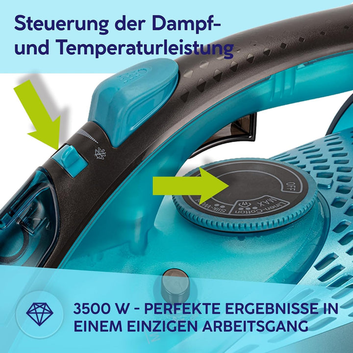 MPM Dampfbügeleisen mit Abschaltautomatik 3500W - Bügeleisen mit Vertikaldampf, Dauerdampf 35g/min -