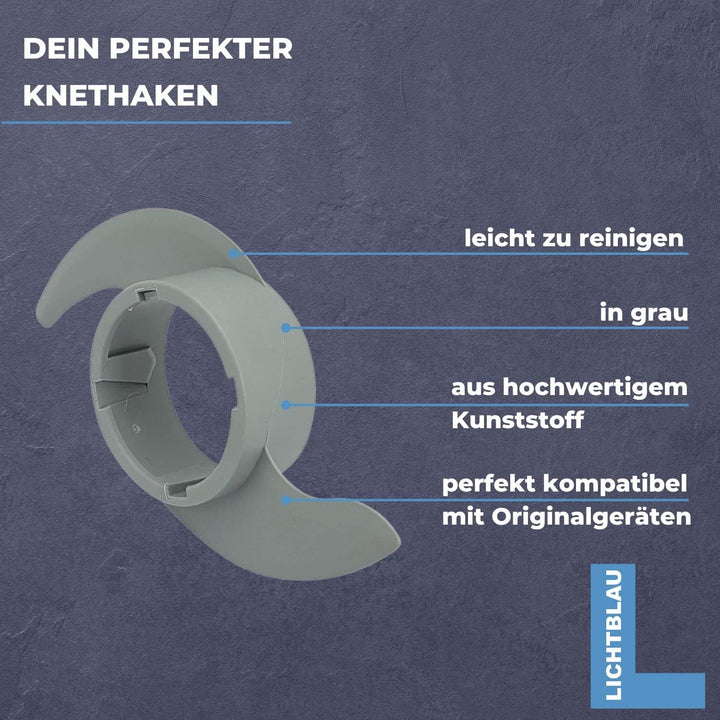 Lichtblau Knethaken 2646 grau für Bosch Küchenmaschine I Ersatz Knethaken passend für MCM3100W, MCM3