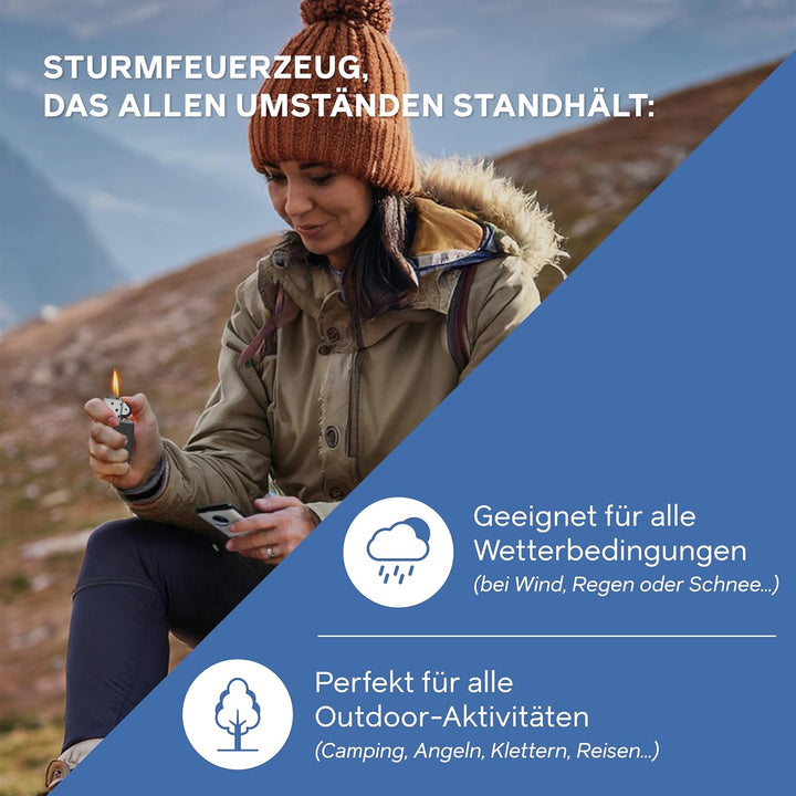 ZIPPO - Black Matte - nachfüllbares Sturmfeuerzeug in hochwertiger Geschenkbox (schwarz, Flammenmoti