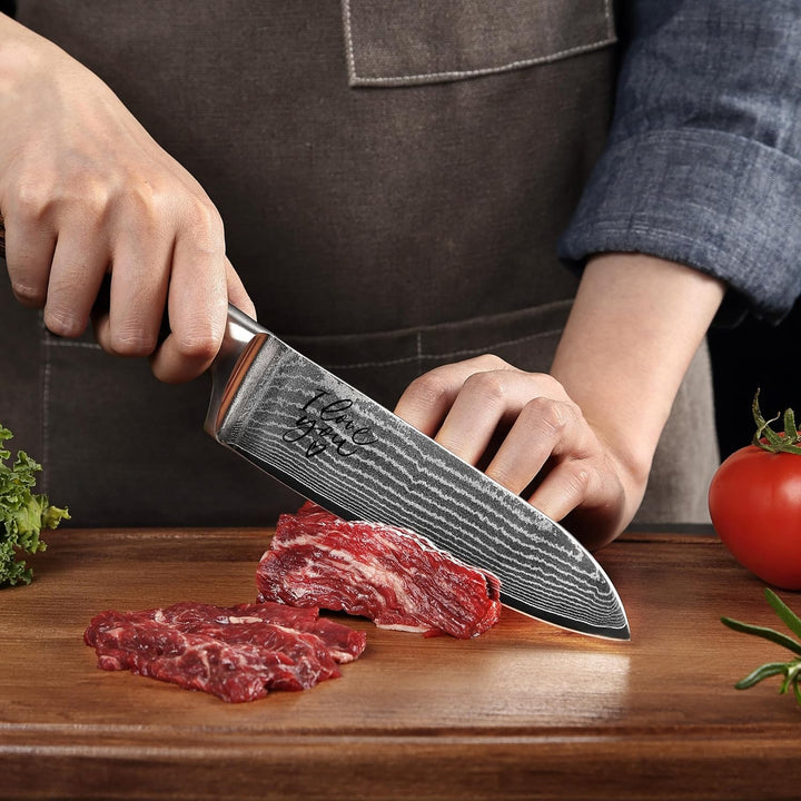 Wakoli EDIB Damastmesser Santoku Personalisiertes Geschenk I scharfe 17 cm Klinge aus 67 Lagen Damas