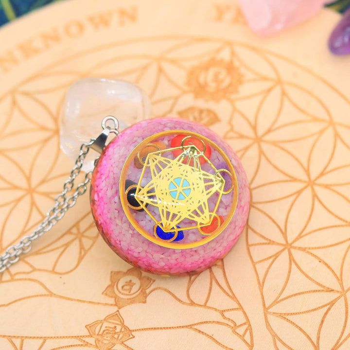 DYFUHO Orgone Metatron Cube Merkaba Anhänger Halskette, Om Crystals Stones Orgonit Anhänger, Orgonit