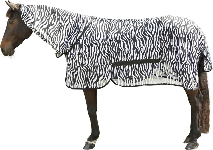 KERBL RugBe Zebra Fliegendecke Ekzemerdecke Pferdedecke mit Halsteil 125cm, 125
