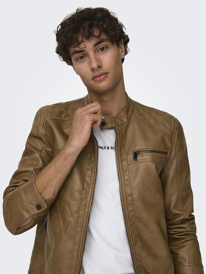 ONLY & SONS Male Kunstlederjacke onsAL Kunstlederjacke, S Monks Robe