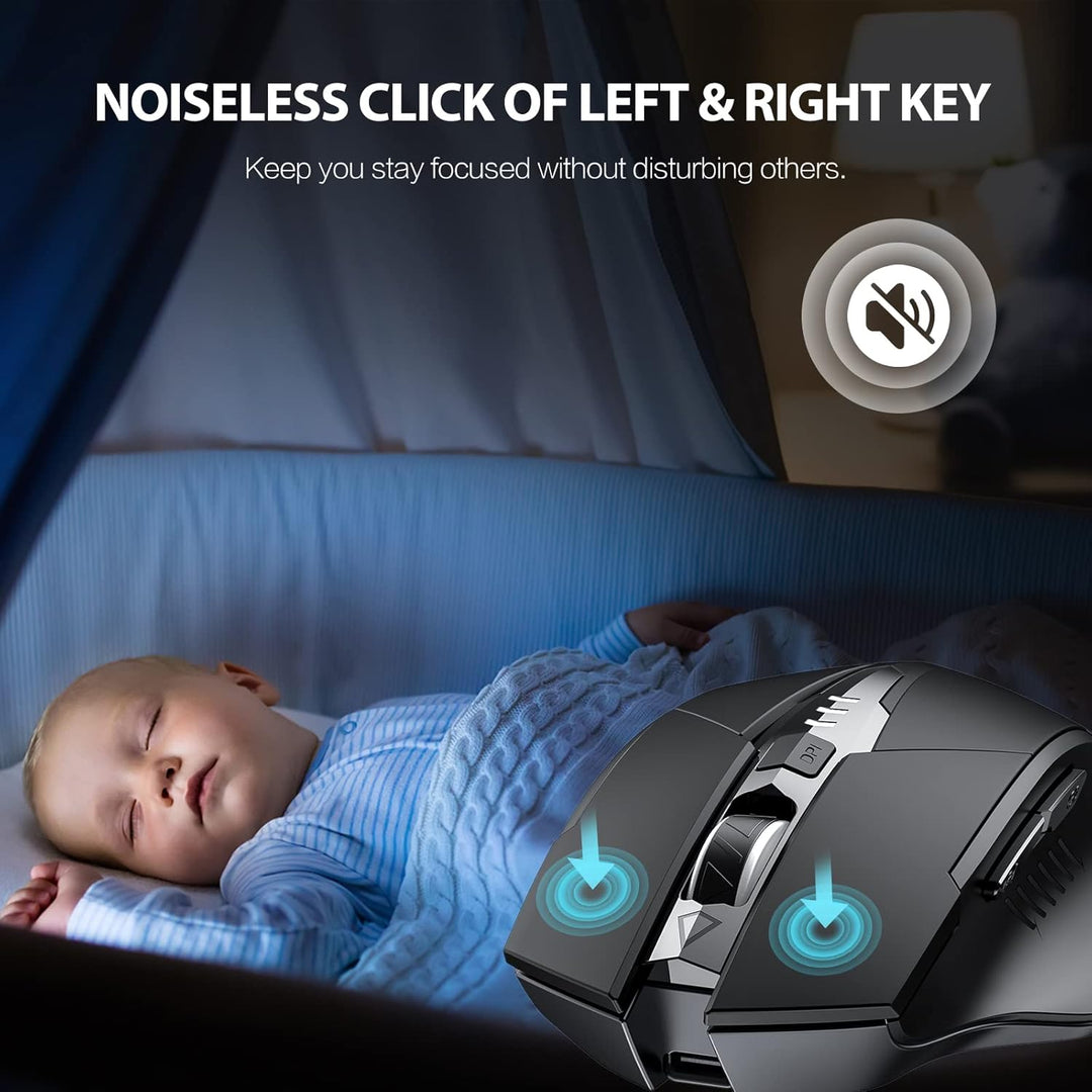 inphic Bluetooth Maus, Multi-Device Silent wiederaufladbare Bluetooth Funkmaus (Tri-Mode: BT 5.0/4.0
