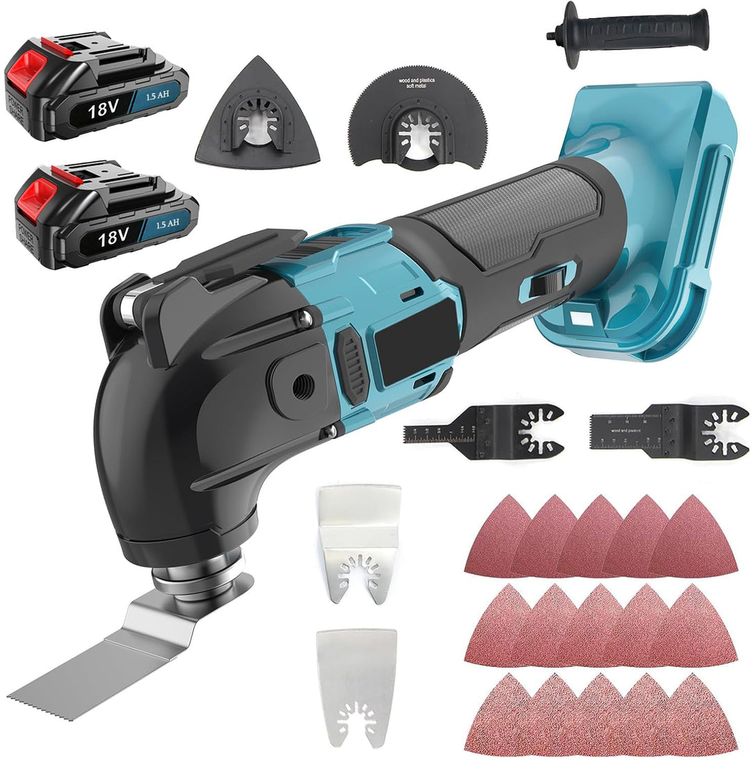 Multifunktionswerkzeug Akku für Makita 18V Akku, Bürstenlos Oszillierwerkzeug mit 2 x 3.0AH Akku und