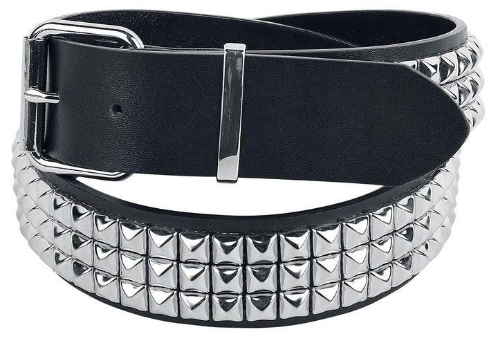 Black Premium by EMP Unisex Schwarzer dreireihiger Nietengürtel