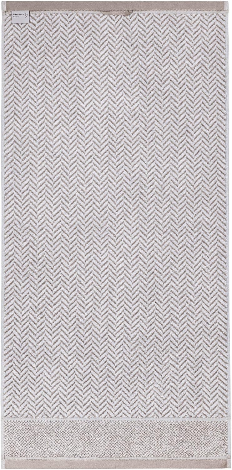 herzbach home Duschtuch 2er Set 100% Baumwolle 70x140 cm Gemustert, sandgrau 2 Duschtücher 70x140 cm
