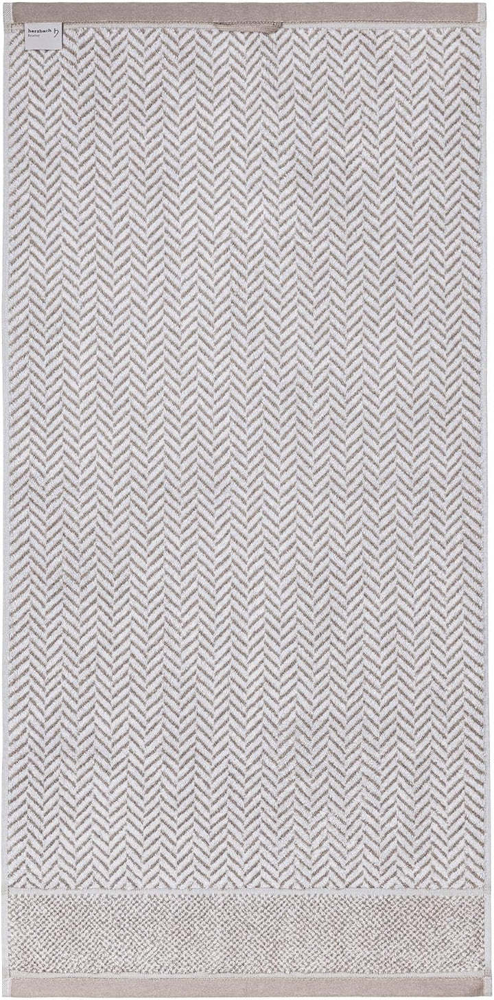 herzbach home Duschtuch 2er Set 100% Baumwolle 70x140 cm Gemustert, sandgrau 2 Duschtücher 70x140 cm