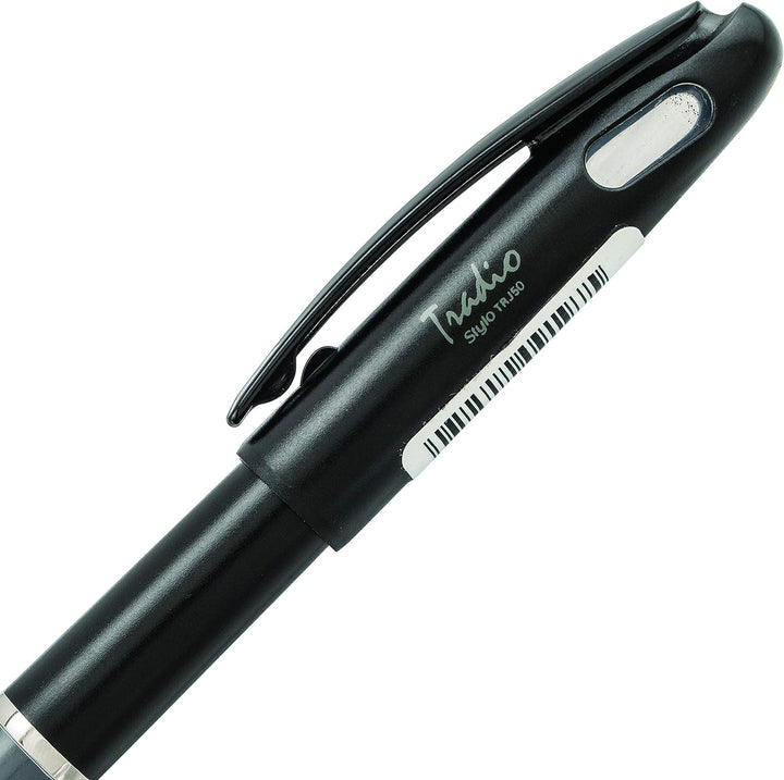 Pentel Tradio Füllfederhalter, Schreibfarbe Schwarz, Schwarz, 12 Stück Korpus schwarz matt, Korpus s