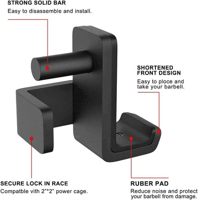 SELEWARE J-Haken aus massivem Stahl für 5,1 x 5,1 cm Rohr Power Cage Squat Rack Befestigung, J-Hook