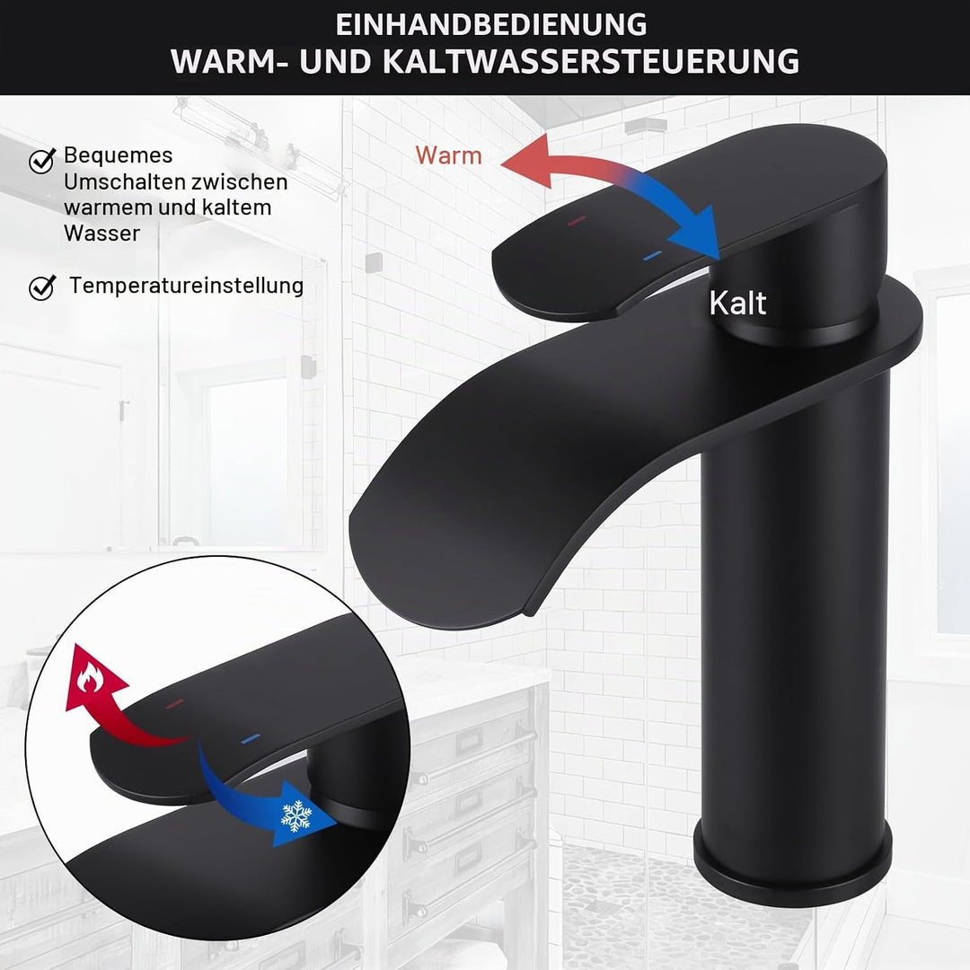 ARCORA Wasserhahn Bad, Hochdruck Waschtischarmatur wenig Lärm aus Edelstahl Einhandmischer Waschbeck