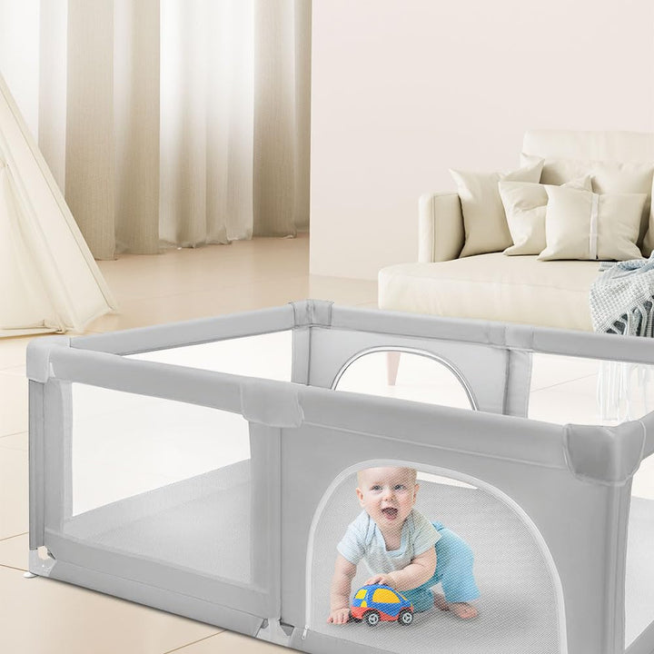 OHMG Laufgitter für Baby,Laufgitter Indoor&amp;Outdoor,Kippsicheres Kinder-Baby-Gitter,Kinderzaun mit An