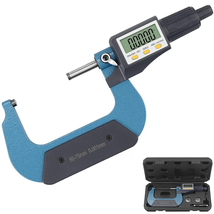 XUNTOP Mikrometer Digital 50-75mm Elektronische Mikrometer Hohe Präzision Bügelmessschraube mit LCD-