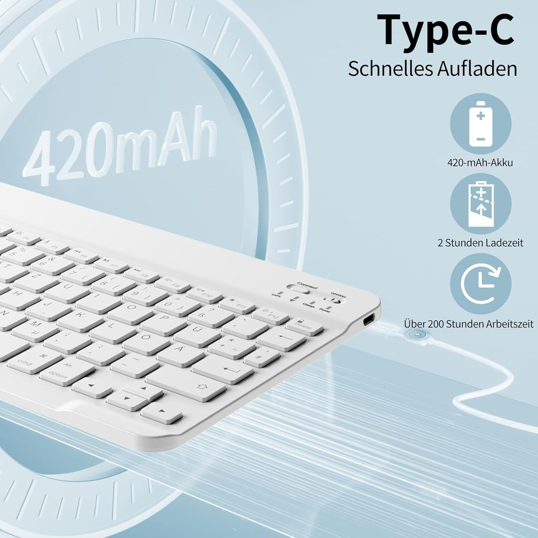 Hülle mit Tastatur für iPad A16 11 Generation 2025/10 Generation 2022(11/10.9 Zoll), Soft TPU Rücksc