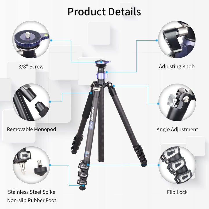 INNOREL MT70C Professionelle Stative mit Half Ball Leveller, ohne Fluidkopf, Videostativ-Kit aus Koh