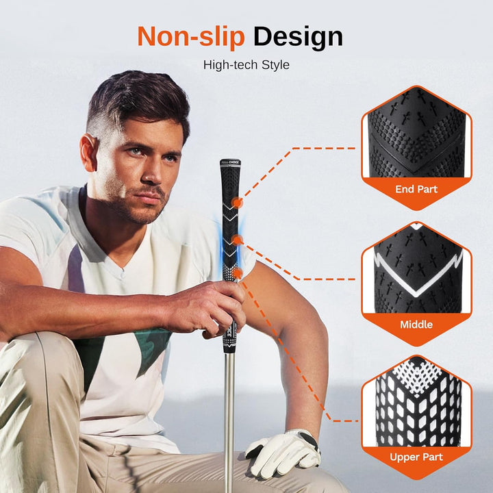 Full Choice Rubber Golf Grips 13 Pack, High Traction, Non-Slip, Advanced Texture, Choose from 13 Gri