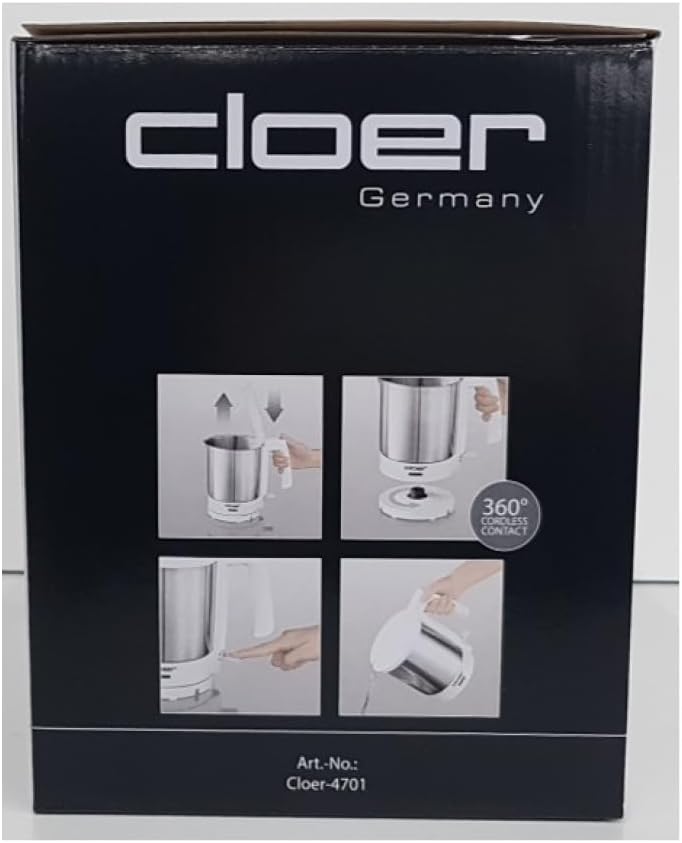 Cloer 4701 Wasserkocher, 2000 W, Trockengeh- und Überhitzungsschutz, innen liegende Füllmengenmarkie