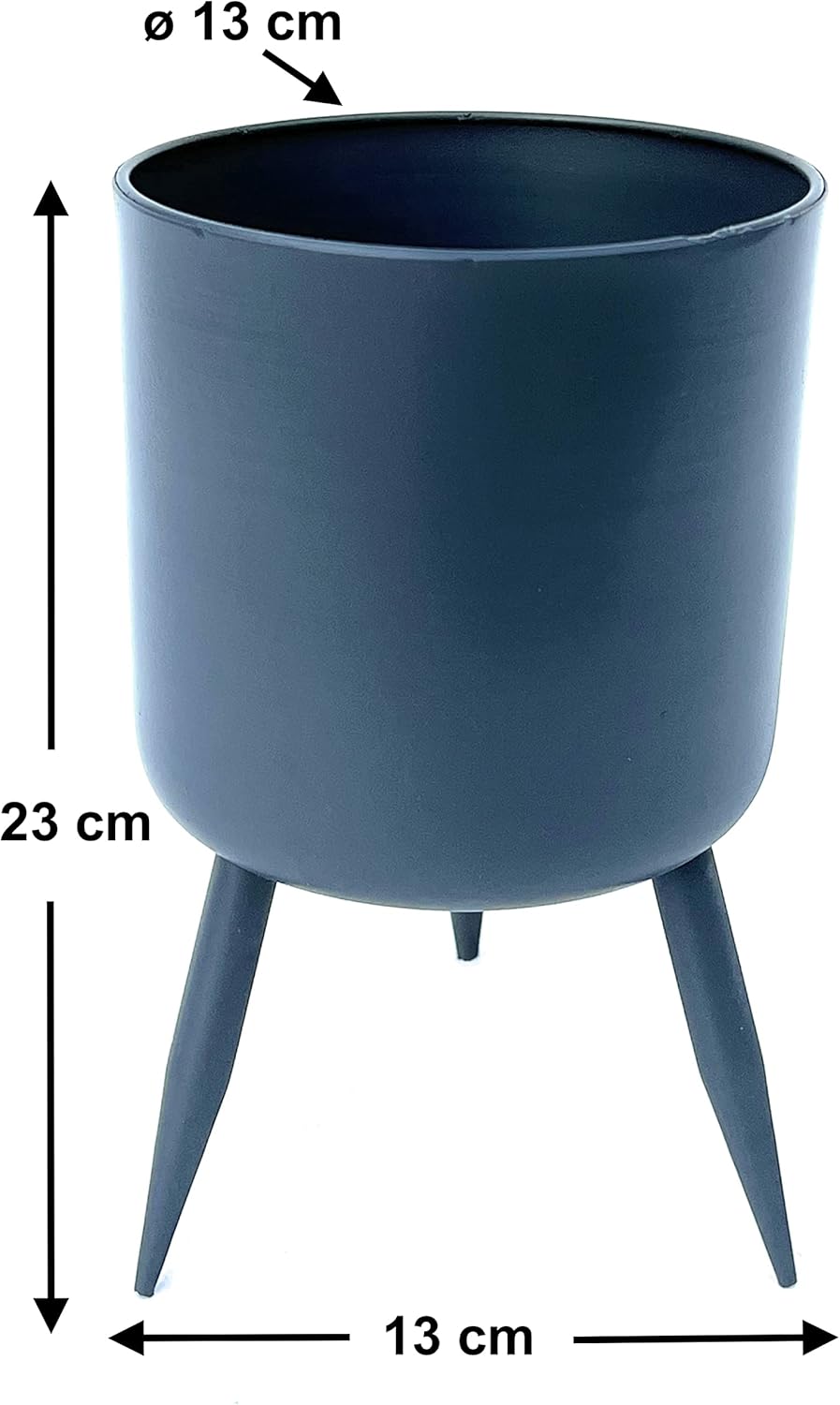 DanDiBo Blumentopf mit Füssen Pflanztopf Blumenkübel mit Beinen Metall Grau 23 cm 96260 M Modern Pfl