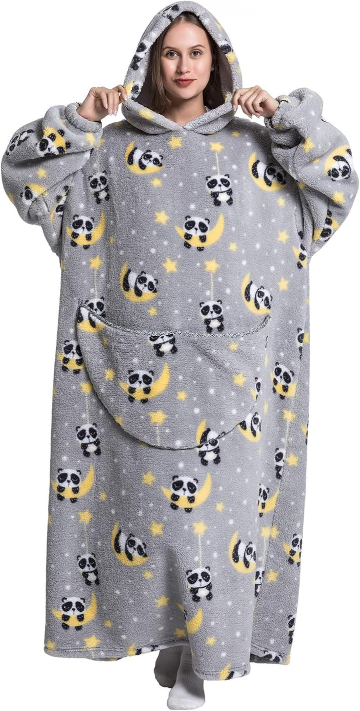 Pterygoid Verlängert Übergrosse Hoodie Decke,Decken Hoodie Damen mit Tasche und Kapuze,Superweiche u