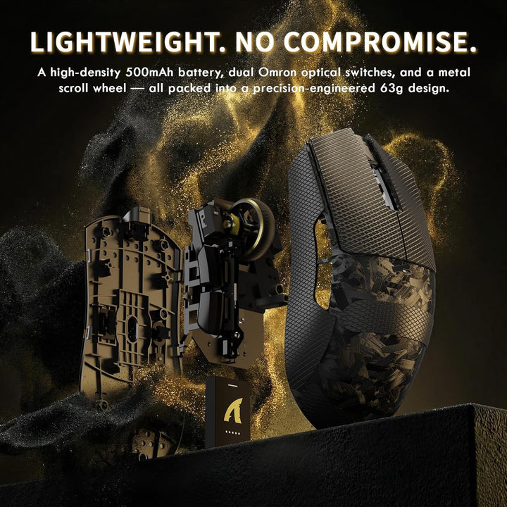 ATTACK SHARK X11 Ultra Kabellose Gaming-Maus mit C06 Ultra LED-Kabel, Carbonfaser-Verbundgehäuse, 54